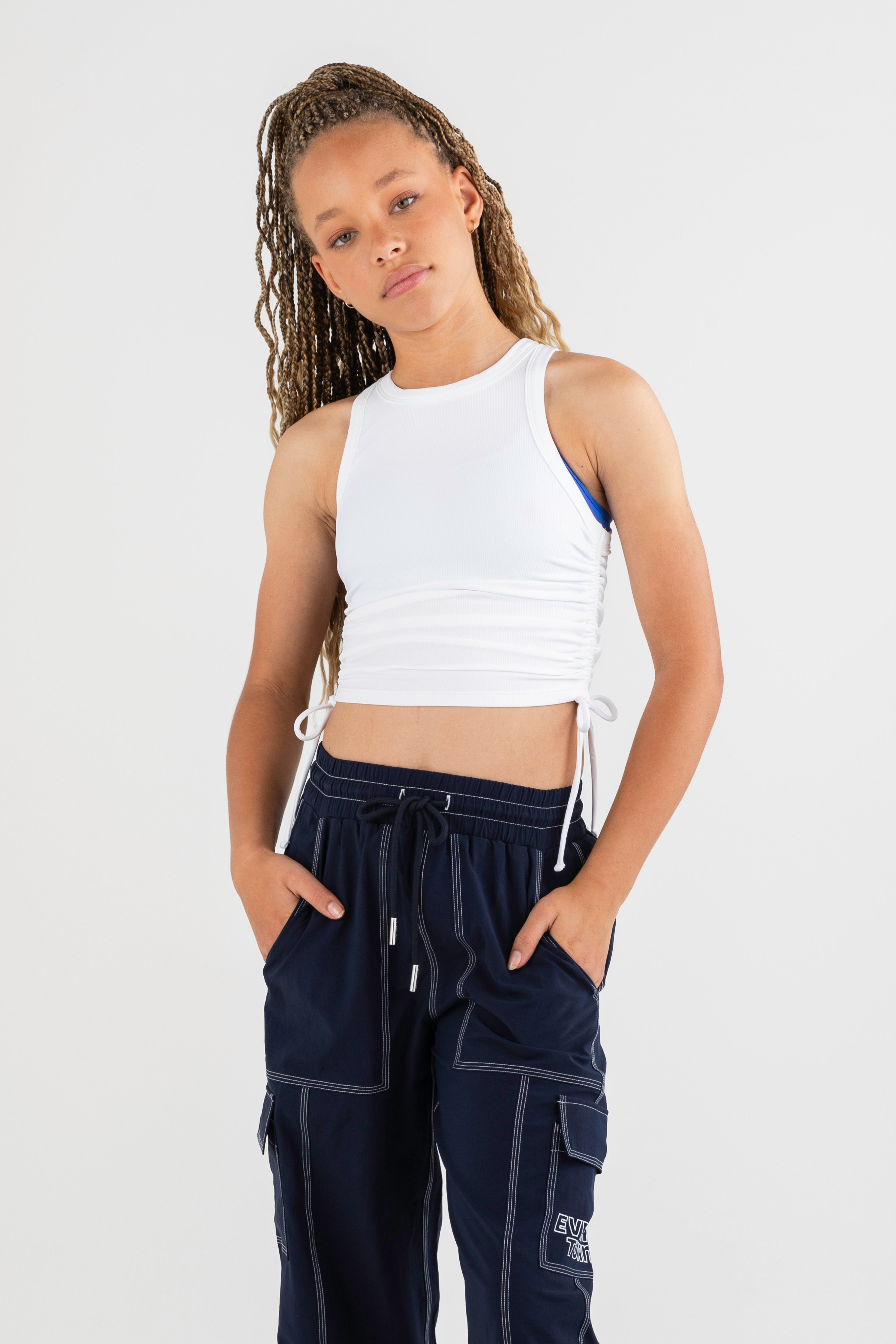 Peppa Cropped Rib Singlet - White | Every Turn