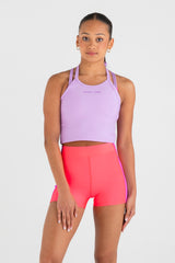 Halter Rib Singlet in Lavender - Front View