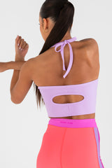 Halter Rib Singlet in Lavender - Back Detail View