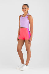 Halter Rib Singlet in Lavender - Side View