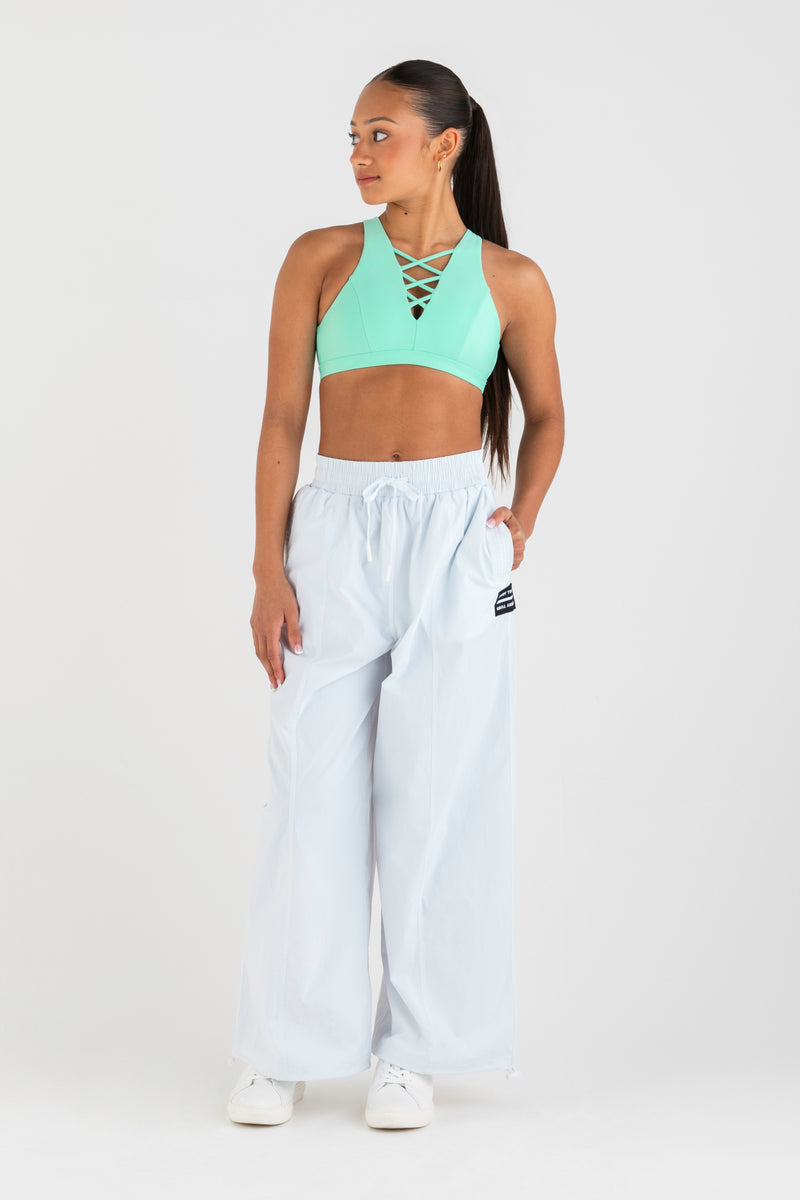 Highlighter Wide Leg Pant in White  - Front View