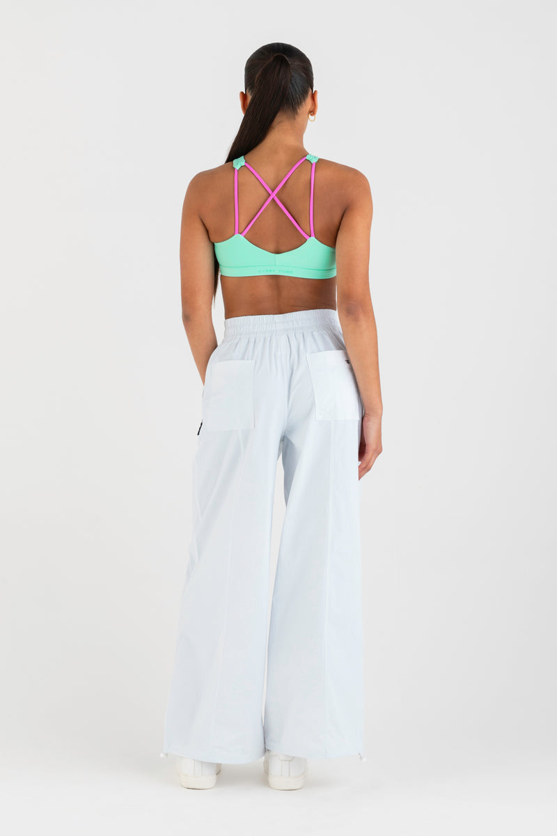 Highlighter Wide Leg Pant in White  - Back View