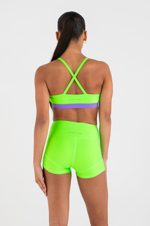 Perfect Vee Crop Top in Acid Lime - Back View