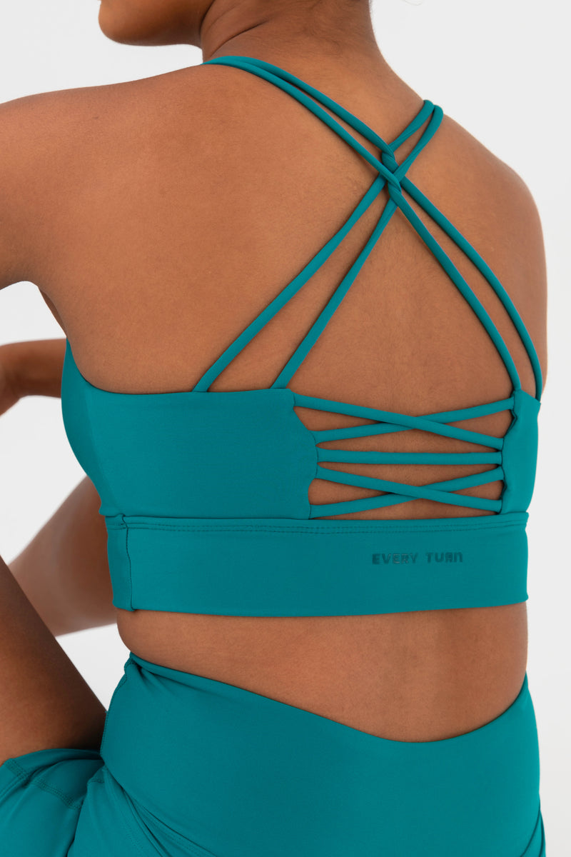 Porsha Crop Top in Amazonia by Every Turn - Up Close Details of Back Straps