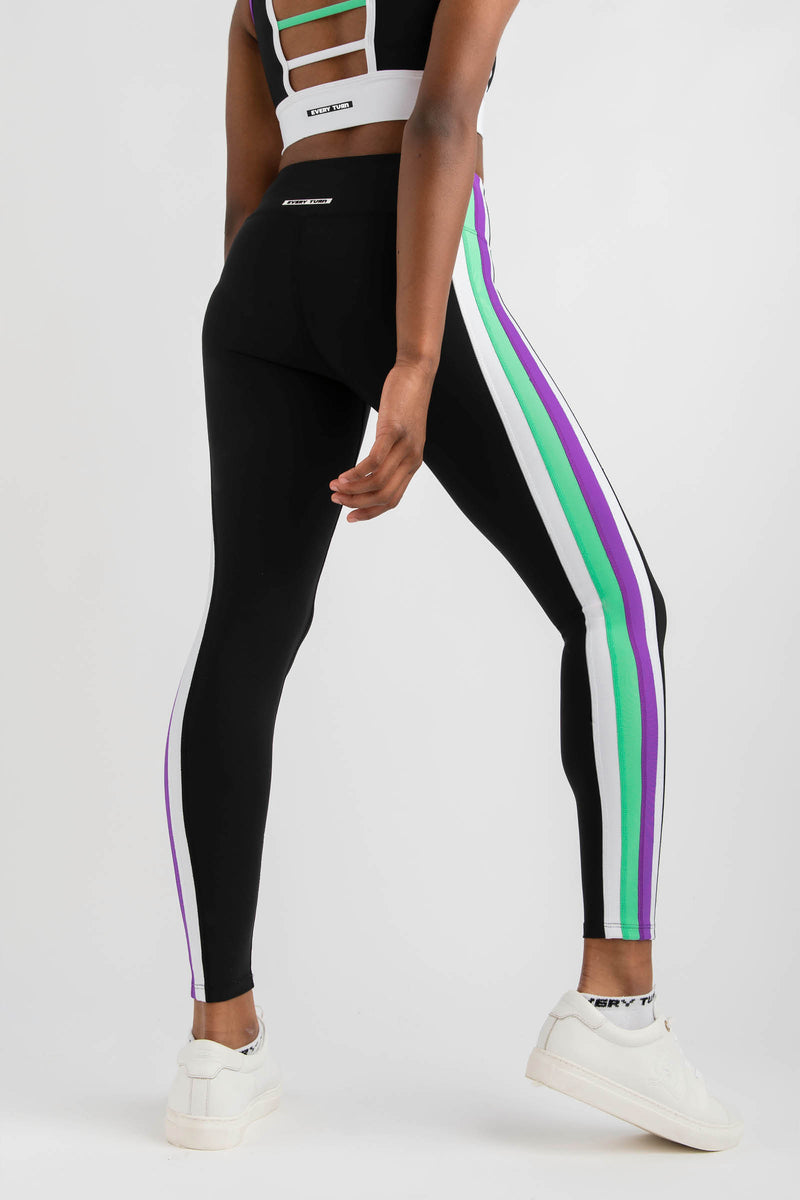 Lululemon Pink and Grey Striped with Black Side Stripe Full Length Leg –  The Saved Collection